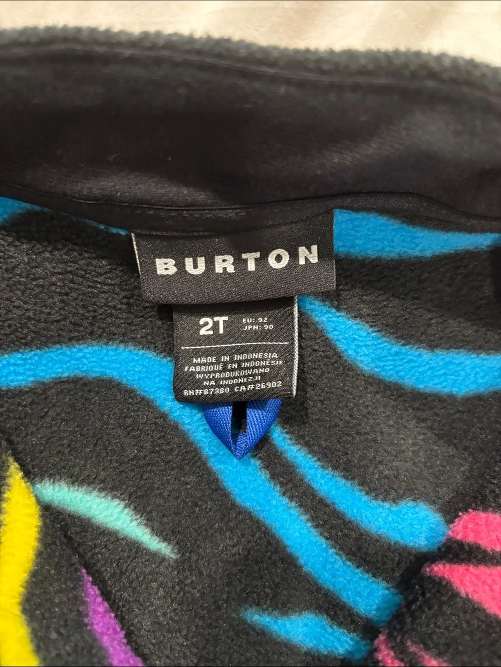 Burton Kids Neon Zebra Fleece Pullover - Black, Purple, Pink, Yellow, Blue